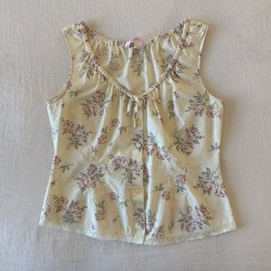 Victoria’s Secret Floral Sleeveless Button Down M Blouse Ties